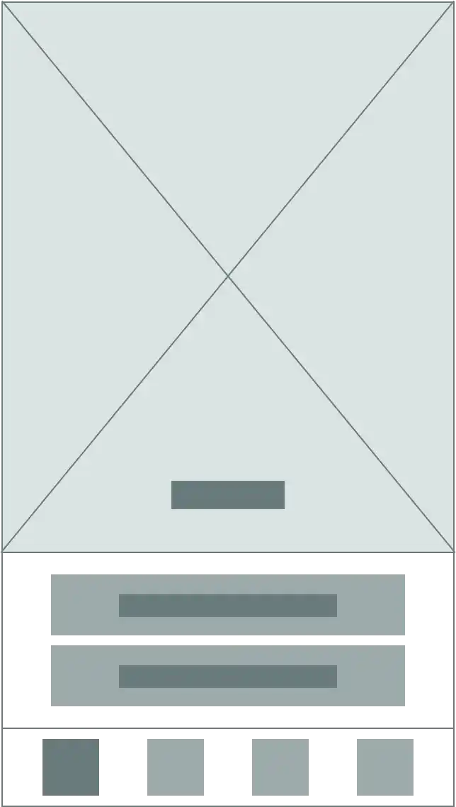 Pantalla de inicio con bloques en escala de grices