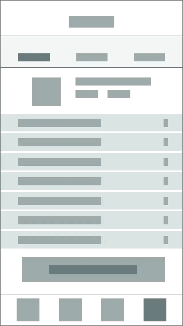 Pantalla de mi perfil con bloques en escala de grices