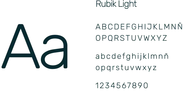 Muestra el peso light y alfabeto de la fuente Rubik