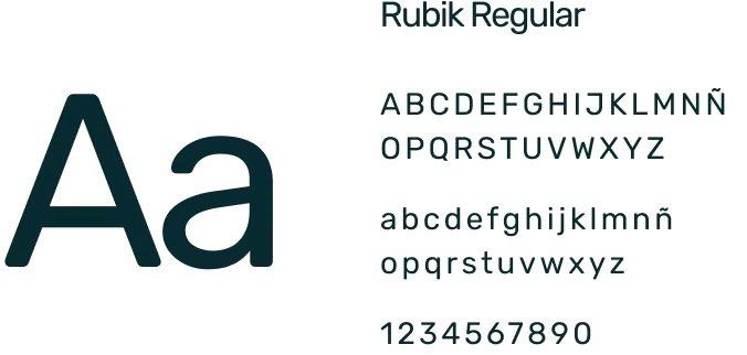 Muestra el peso regular y alfabeto de la fuente Rubik