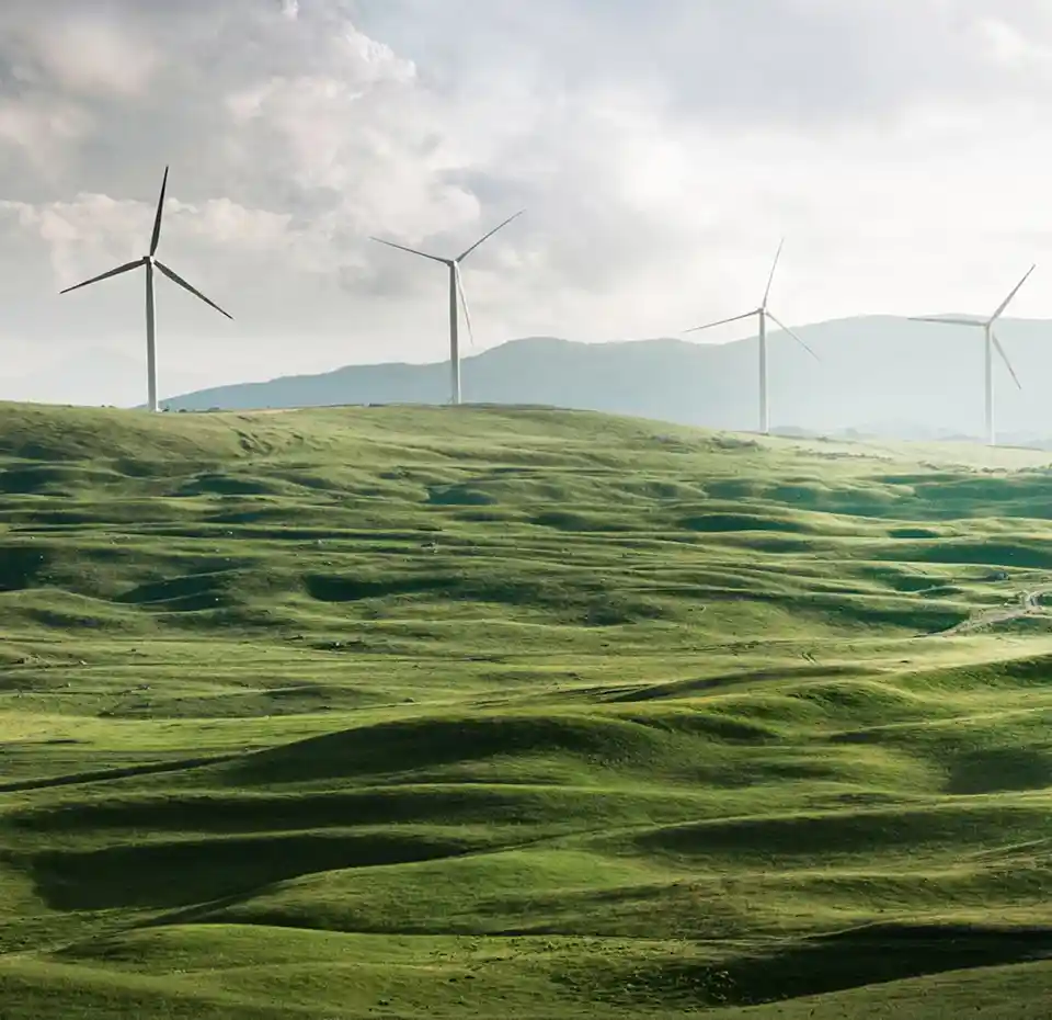 Aerogeneradores sobre el campo
