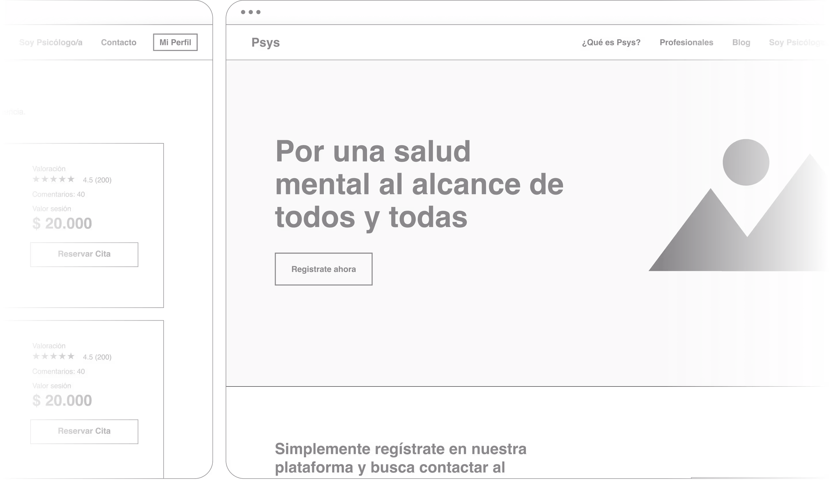 Wireframes en formato de escritorio
